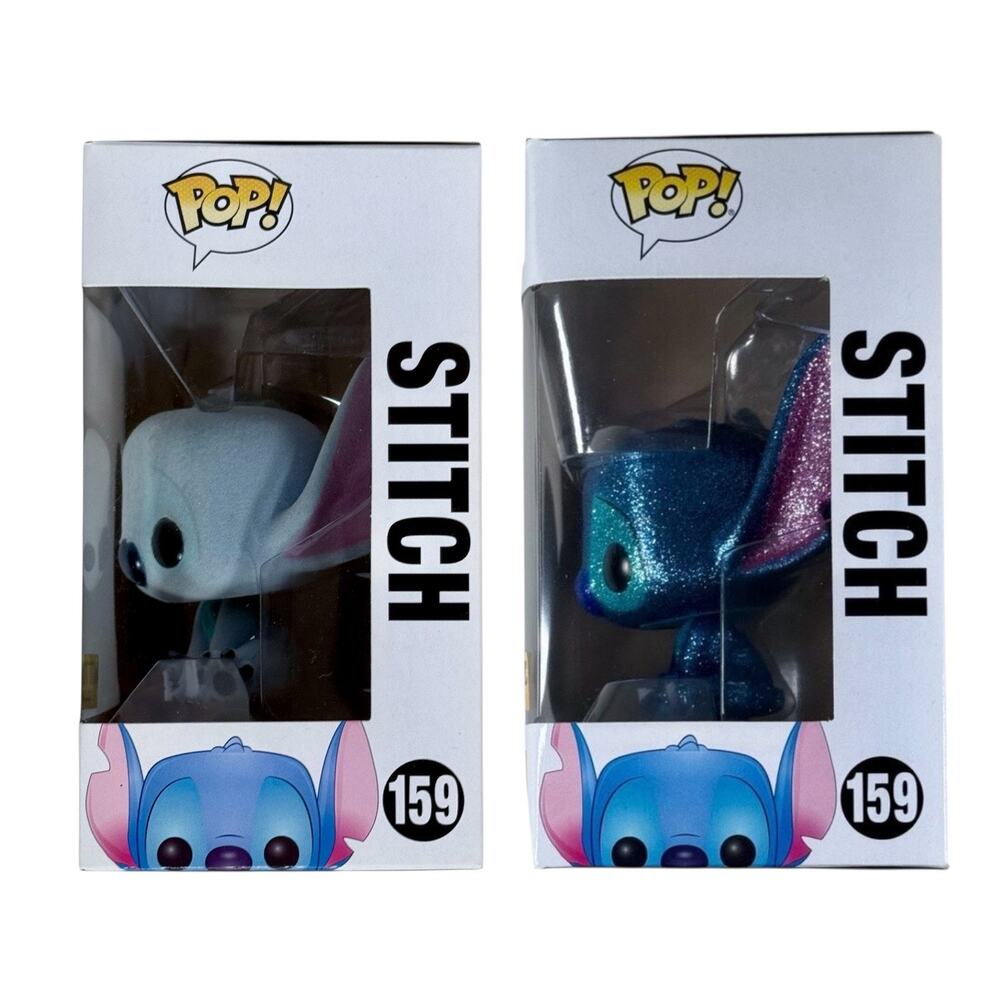 Funko Pop Unopened Lot 2 Stitch 159 Diamond Collection Sparkly & Flocked Figures - Picture 2 of 7